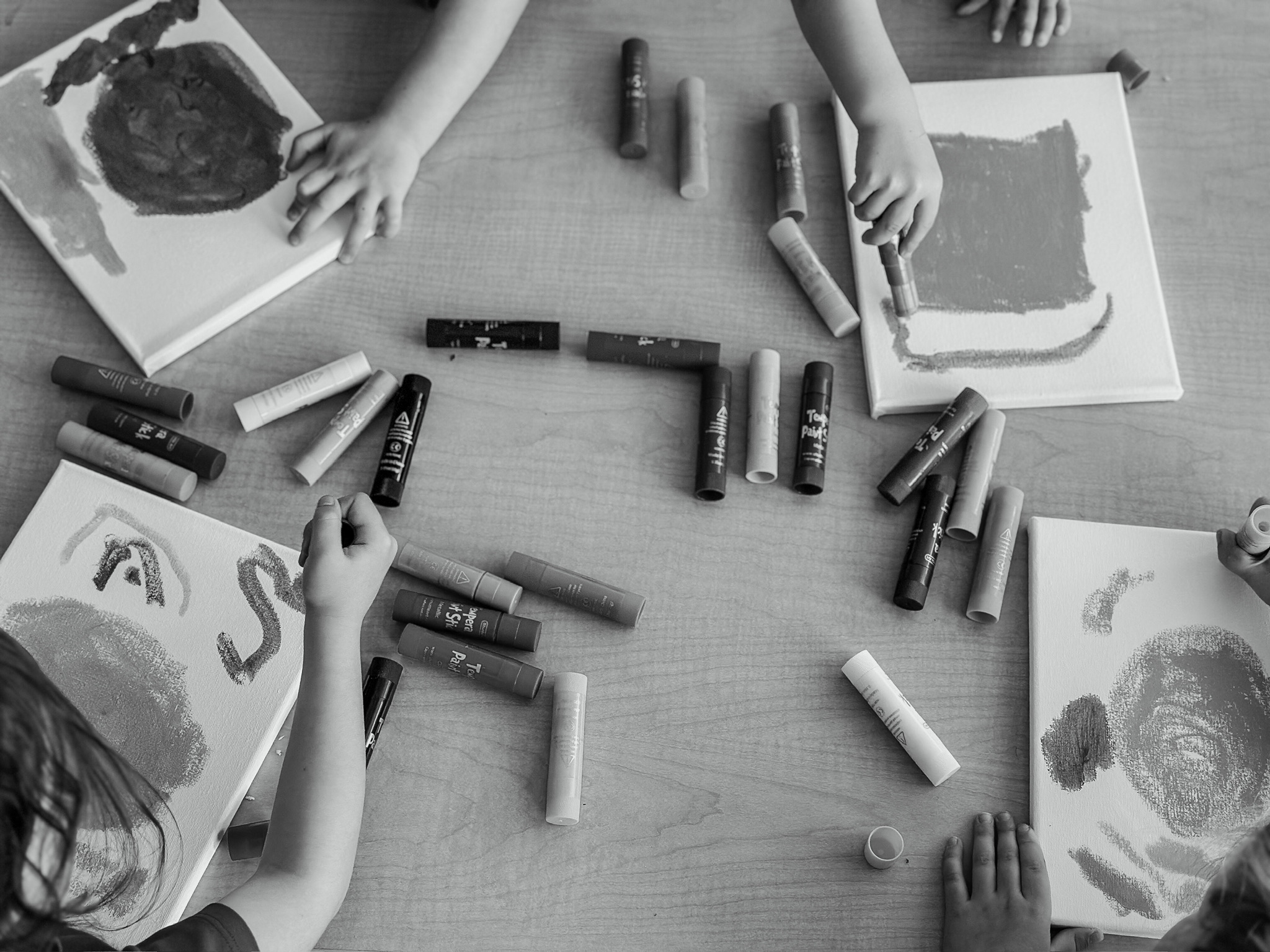 Students collaborating during an empathy activity